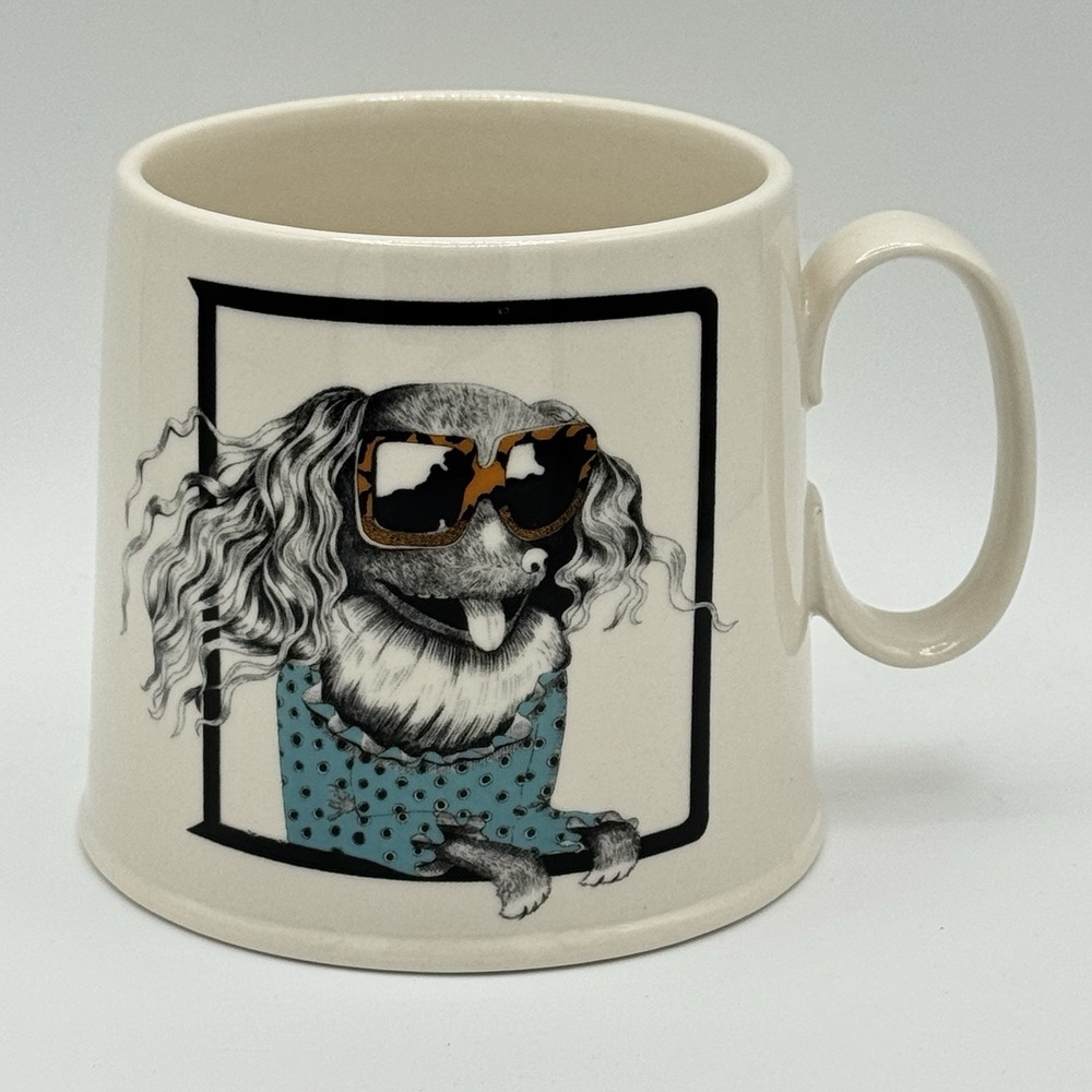 Anthropologie Florence Balducci Dog Mug Sunglasses‎ Terrier Art Coffee Cup